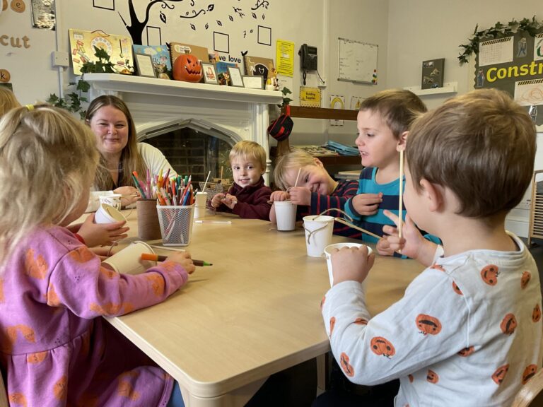 A group of children doing some arts and crafts