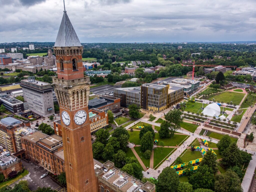 Drone shot looking over the green heart