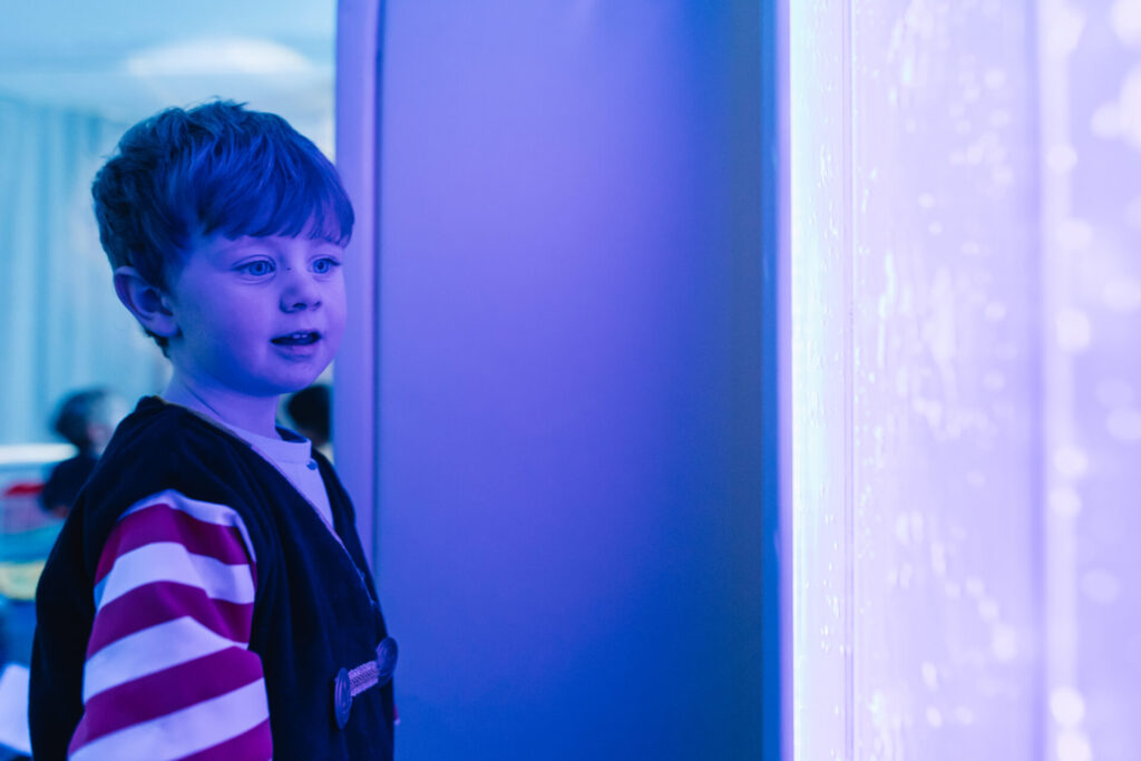 A child in the sensory room