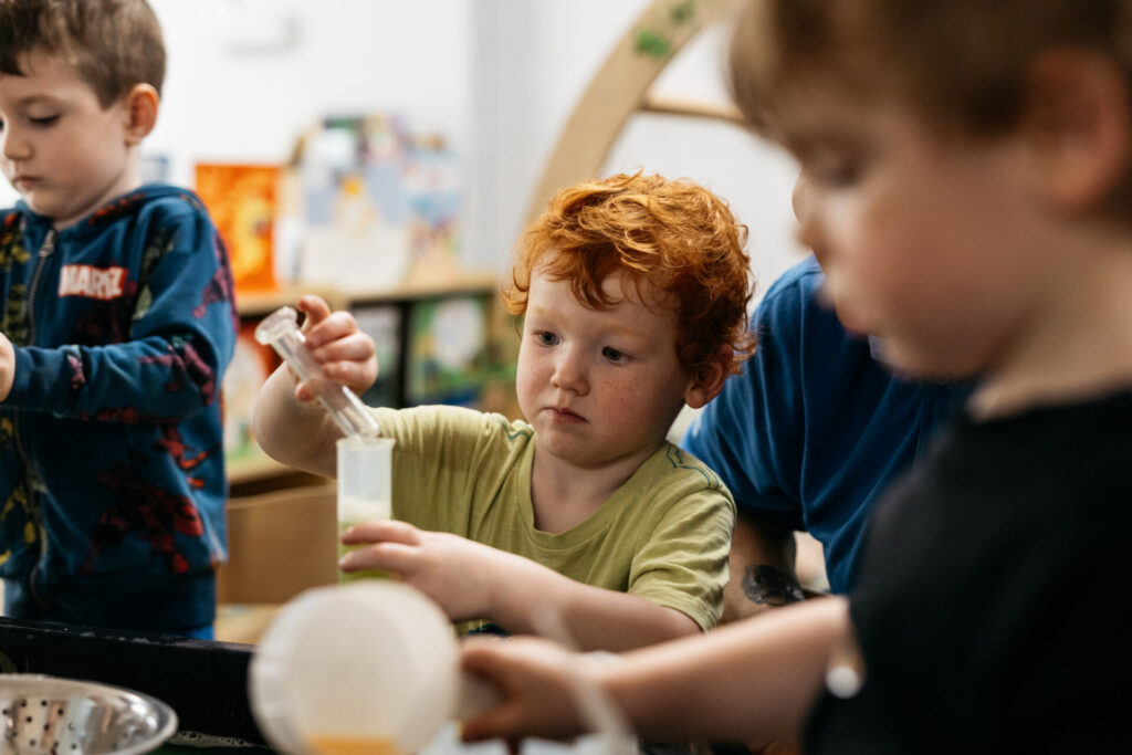 A child playing with toys